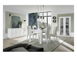 Buffet de 3 puertas, colección CREAM, color blanco lacado brillante, ideal para un salón o comedor de diseño.