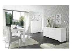 Buffet de 4 puertas, colección ZEFIR, color blanco mate, ideal para su salón o comedor.