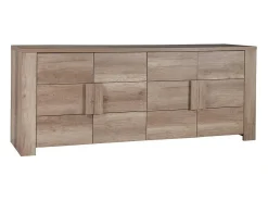 Buffet de 4 puertas FARRA en roble sonoma dab con 3 espejos cuadrados