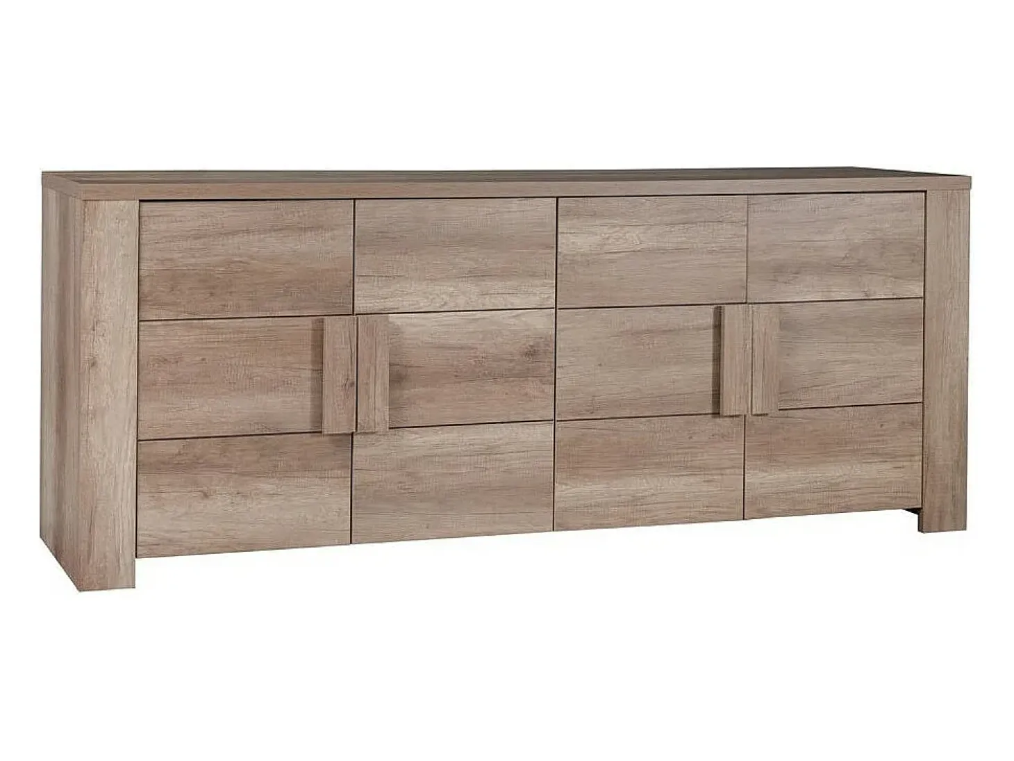 Buffet de 4 puertas FARRA en roble sonoma dab con 3 espejos cuadrados