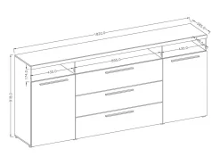 Buffet de 180cm para salón color gris efecto pizarra colección BOMBAY