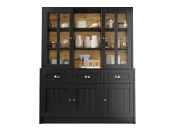 Buffet de cocina moderno 140×38,5×175 cm - con 5 puertas y 3 cajones y 9 estantes - negro