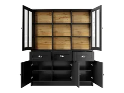 Buffet de cocina moderno 140×38,5×175 cm - con 5 puertas y 3 cajones y 9 estantes - negro