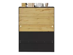 Buffet de cocina moderno 140x40x175cm - 6 puertas + 3 cajones + 9 estantes - mueble alto - con iluminación LED - Negro