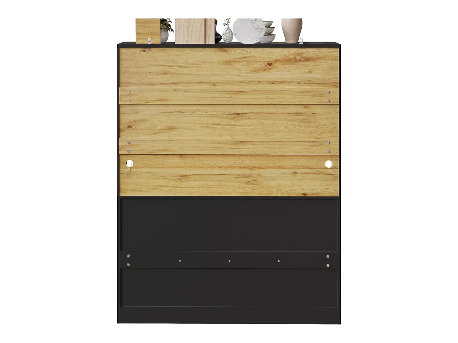 Buffet de cocina moderno 140x40x175cm - 6 puertas + 3 cajones + 9 estantes - mueble alto - con iluminación LED - Negro