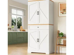 Buffet de cocina moderno 80x40x180 cm - 4 puertas + 1 cajón - mueble alto - MDF - Blanco