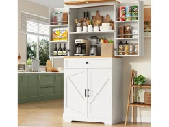 Buffet de cocina moderno 80x40x180 cm - 4 puertas + 1 cajón - mueble alto - MDF - Blanco