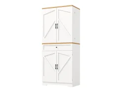 Buffet de cocina moderno 80x40x180 cm - 4 puertas + 1 cajón - mueble alto - MDF - Blanco