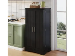 Buffet de cocina 60x40x120 cm - con sensor de luz LED - con 2 puertas - con estantes - Negro