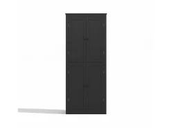 Buffet de cocina 75x40x180cm - 2 puertas de almacenamiento con estantes - 1 cajón y compartimento de almacenamiento - Negro