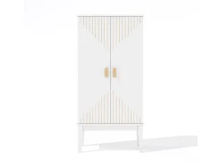 Buffet de cocina 59x30x120cm - 2 puertas de almacenamiento con estantes - estilo retro - Blanco