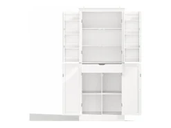 Buffet de cocina 75x40x180cm - 2 puertas de almacenamiento con estantes - 1 cajón y compartimento de almacenamiento - Blanco