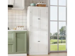 Buffet de cocina 75x40x180cm - 2 puertas de almacenamiento con estantes - 1 cajón y compartimento de almacenamiento - Blanco