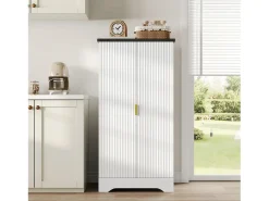 Buffet de cocina 60.5x40x120cm - con sensor de luz LED - con 2 puertas - con estantes regulables - Blanco