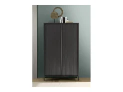 Buffet de diseño con 2 puertas de madera, colección IRON. Color roble negro.