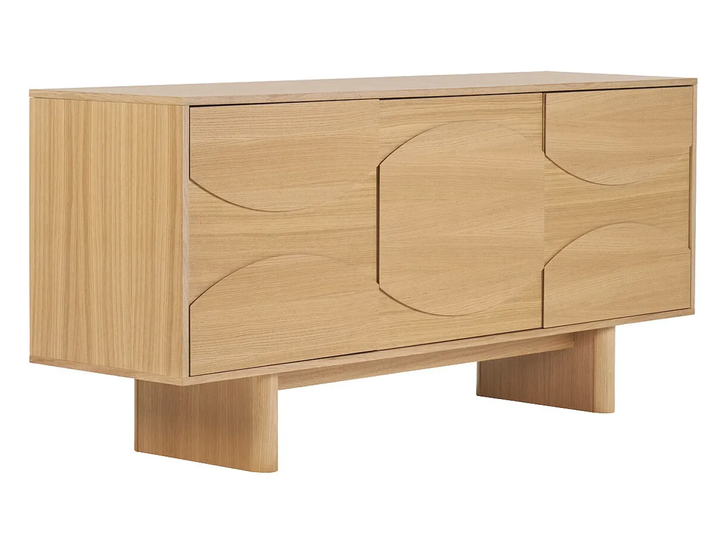 Buffet de madera clara de roble grabado L160 cm SEIGO