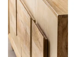 Buffet de madera de mango Adara con 3 puertas y manijas originales