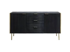 Buffet de madera de mango y metal dorado Ange con muchos compartimentos