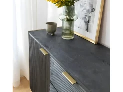 Buffet de madera de mango y metal dorado Ange con muchos compartimentos
