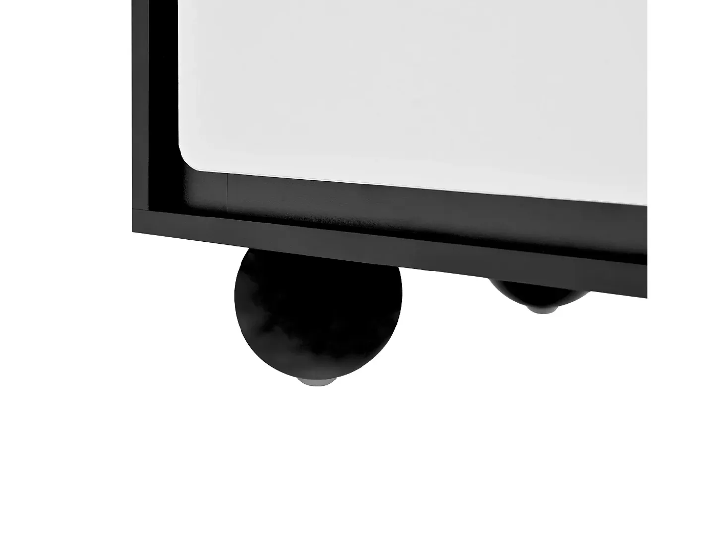 Buffet moderno 140×38×74,5 cm - 6 cajones - Patas redondas de metal - Paneles de partículas - Negro y blanco