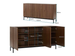 Buffet moderno 150×40×80 cm - con 3 puertas - marrón