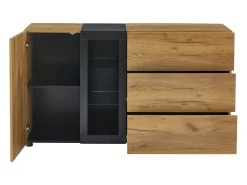 Buffet moderno - con 3 cajones - con LED - Natural + Negro