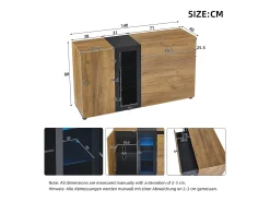 Buffet moderno - con 3 cajones - con LED - Natural + Negro