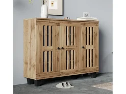 Buffet moderno 120x32x92 cm - 3 puertas y 8 compartimentos de almacenamiento - Estilo escandinavo - Natural