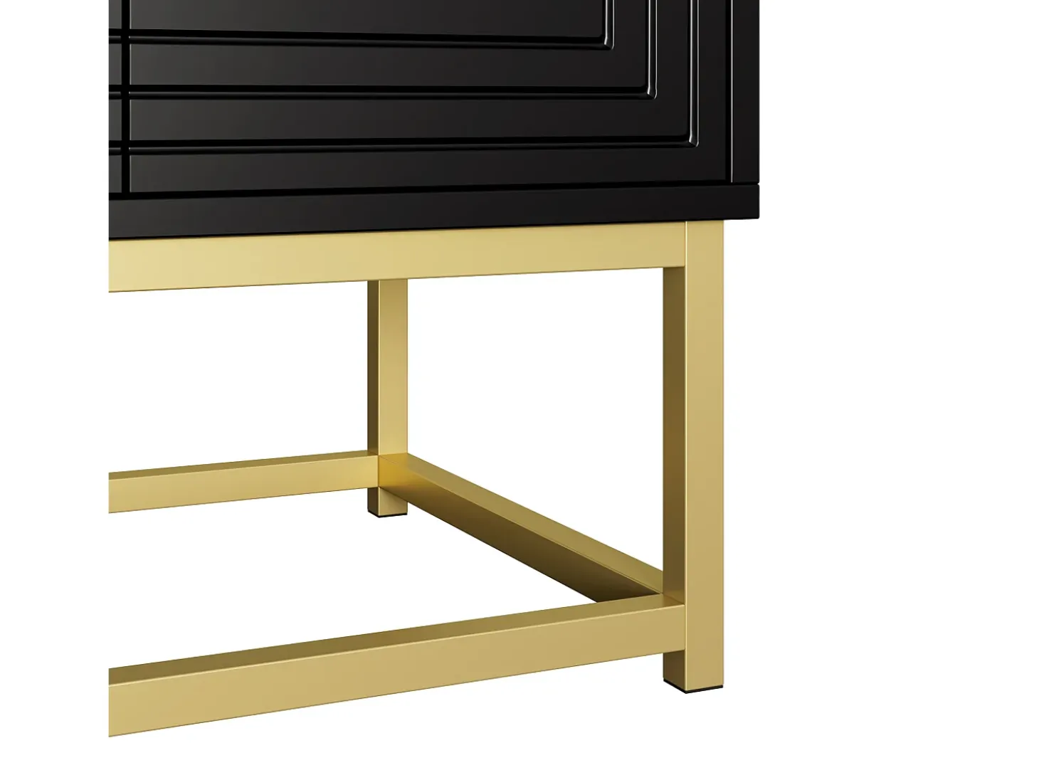 Buffet moderno 160x38x75,5 cm - 6 puertas - Gran espacio de almacenamiento - Paneles de partículas - Negro + dorado