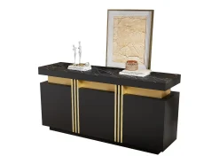 Buffet moderno 140x38x70 cm - 3 puertas - Estantes ajustables - negro