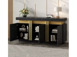 Buffet moderno 140x38x70 cm - 3 puertas - Estantes ajustables - negro