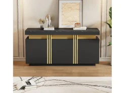 Buffet moderno 140x38x70 cm - 3 puertas - Estantes ajustables - negro