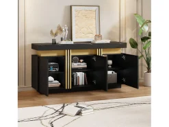 Buffet moderno 140x38x70 cm - 3 puertas - Estantes ajustables - negro