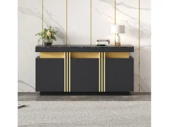 Buffet moderno 140x38x70 cm - 3 puertas - Estantes ajustables - negro