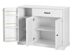 Buffet moderno 107x40x83.4cm - con 3 puertas y 1 cajón - con estantes ajustables - Blanco