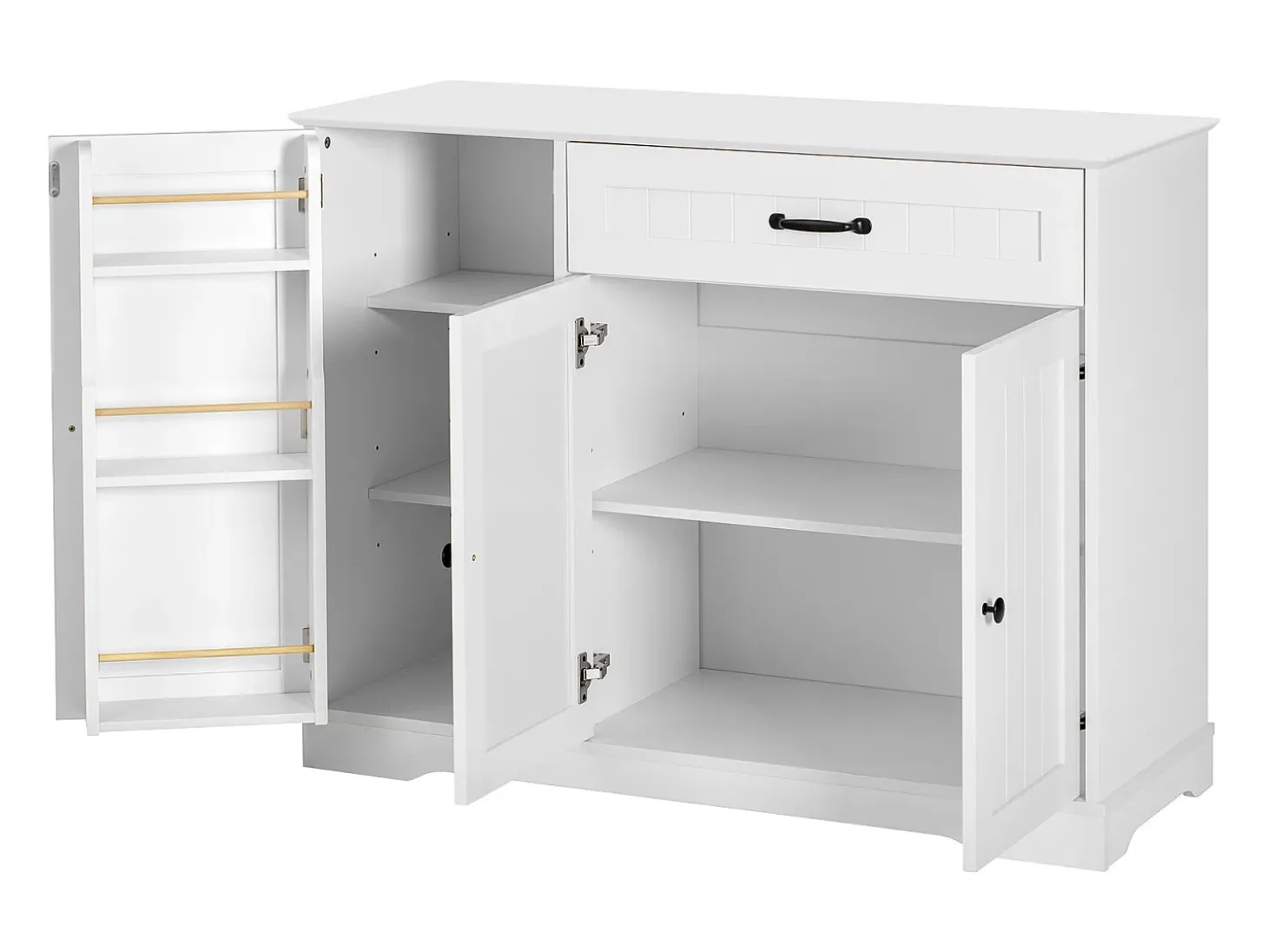 Buffet moderno 107x40x83.4cm - con 3 puertas y 1 cajón - con estantes ajustables - Blanco