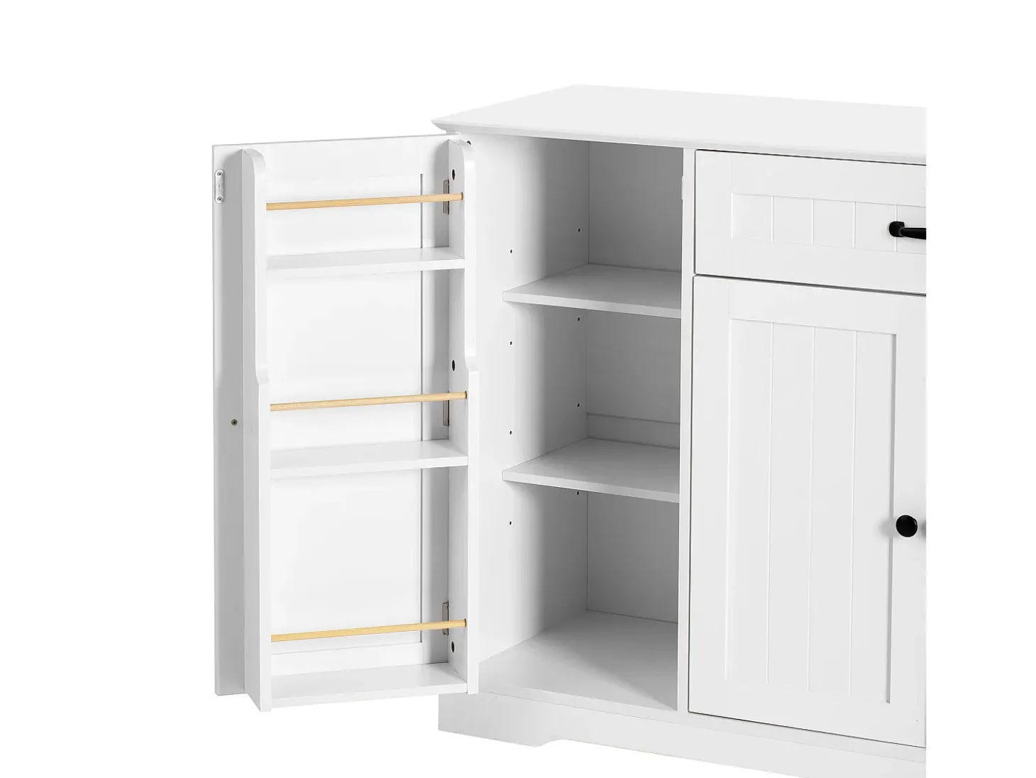 Buffet moderno 107x40x83.4cm - con 3 puertas y 1 cajón - con estantes ajustables - Blanco