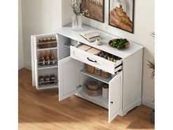 Buffet moderno 107x40x83.4cm - con 3 puertas y 1 cajón - con estantes ajustables - Blanco