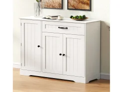 Buffet moderno 107x40x83.4cm - con 3 puertas y 1 cajón - con estantes ajustables - Blanco