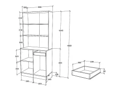 Buffet Oma haaus, Antracita/Blanco, L 84 cm