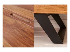 Buffet ORKAN 150 cm – Madera maciza de Sesham y metal negro – 3 puertas diseño industrial