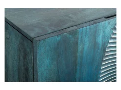 Buffet SOLARIS 180 cm en madera maciza tallada azul y dorada – 4 puertas