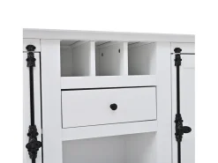 Buffet 130x35x70 cm - 2 puertas y 1 cajón - con portavinos - Espacio de almacenamiento semiabierto - diseño retro - Blanco