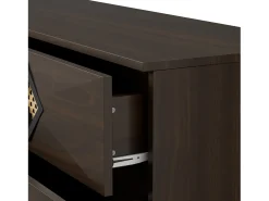Buffet 120x40x74cm - con 6 cajones - decoración de ratán - Patas de metal - MDF + Tableros de partículas - Marrón