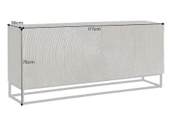 Buffet ZENWOOD 180 cm – Madera maciza tallada círculos concéntricos – 4 puertas