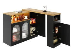 Buffet、Mueble de barra corrediza de MDF - Con LED y gamas varias - Negro