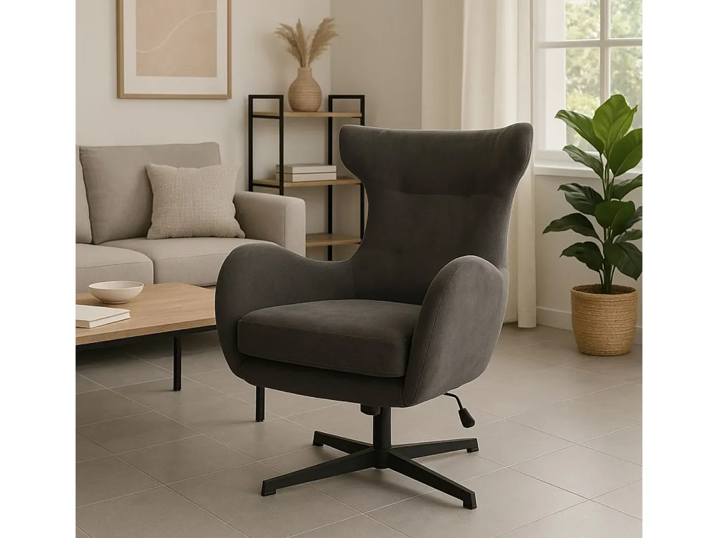 Butaca Munich giratoria y reclinable gris 100x77x85 cm Adec