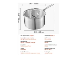 Cacerola SucceBuy en Acero Inoxidable 3,8 L, Cacerola con Tapa de Vidrio Y Mango Ergonomico, Antiadherente, Lavable en Lavavajillas, Utensilio de Cocina