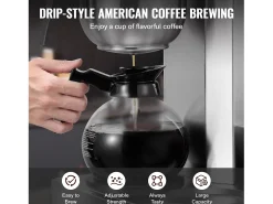 Cafetera de Filtro SucceBuy Comercial 12 Tazas con 3 Jarras y 3 Placas Calefactoras, Toma de Agua Automática para Restaurante, Oficina, Cafetería