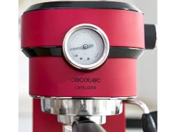 Cafetera Express con Manómetro Cafelizzia 790 Shiny Pro. Brazo con Doble Salida y Dos filtros, 20bares de Presión, Depósito extraíble de 1,2L, 1350W, Rojo